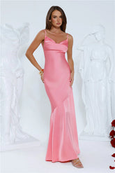 Brilliant Belle Satin Maxi Dress Pink